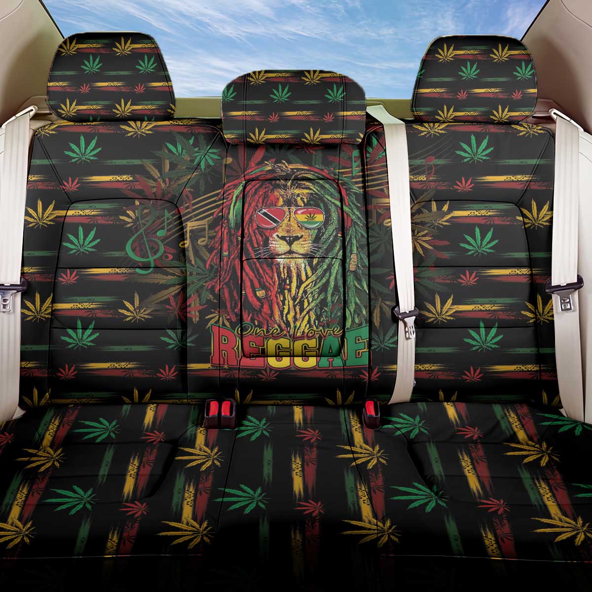 Trinidad and Tobago One Love Reggae Lion Back Car Seat Cover Caribbean Reggae Spirit