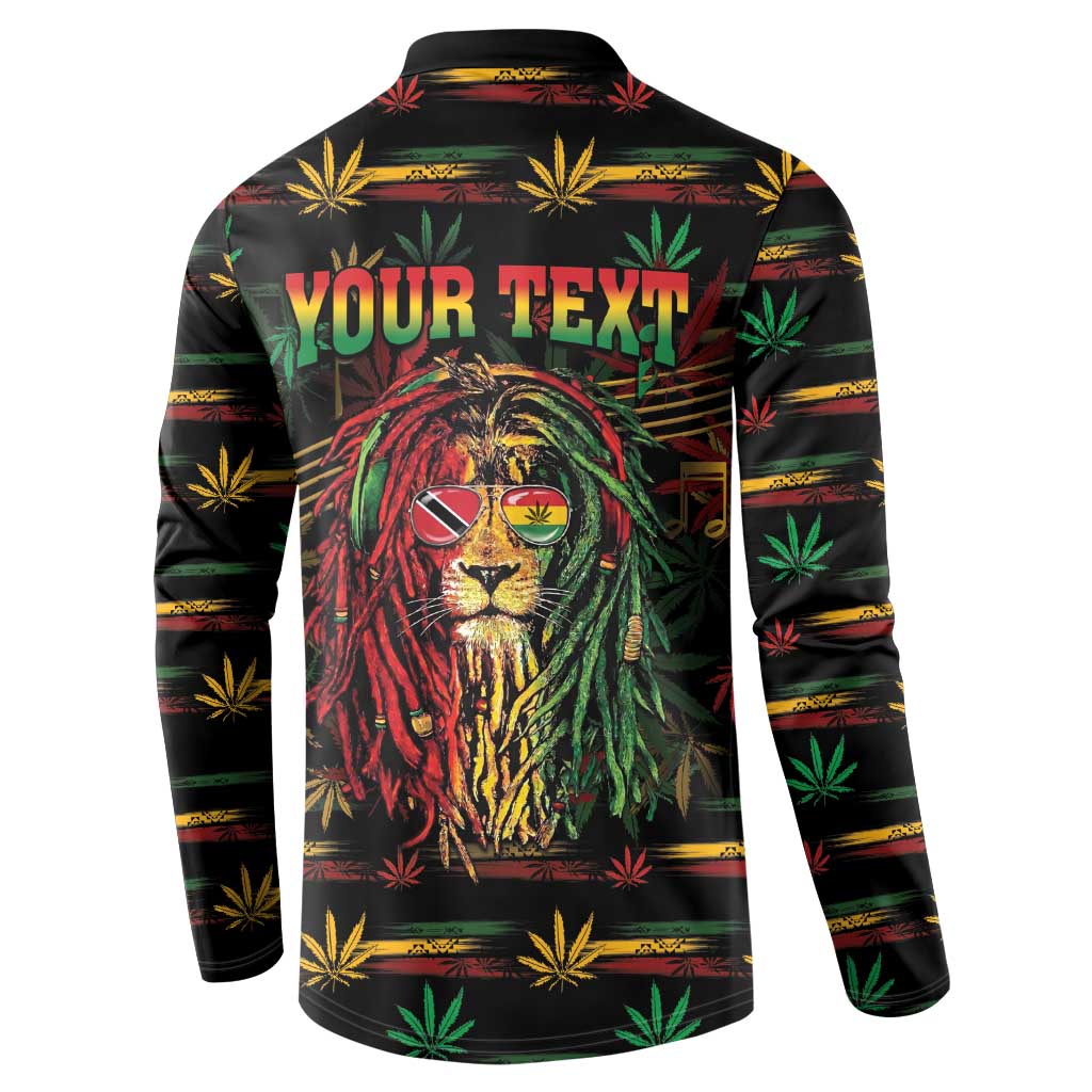 Personalized Trinidad and Tobago One Love Reggae Lion Button Sweatshirt Caribbean Reggae Spirit