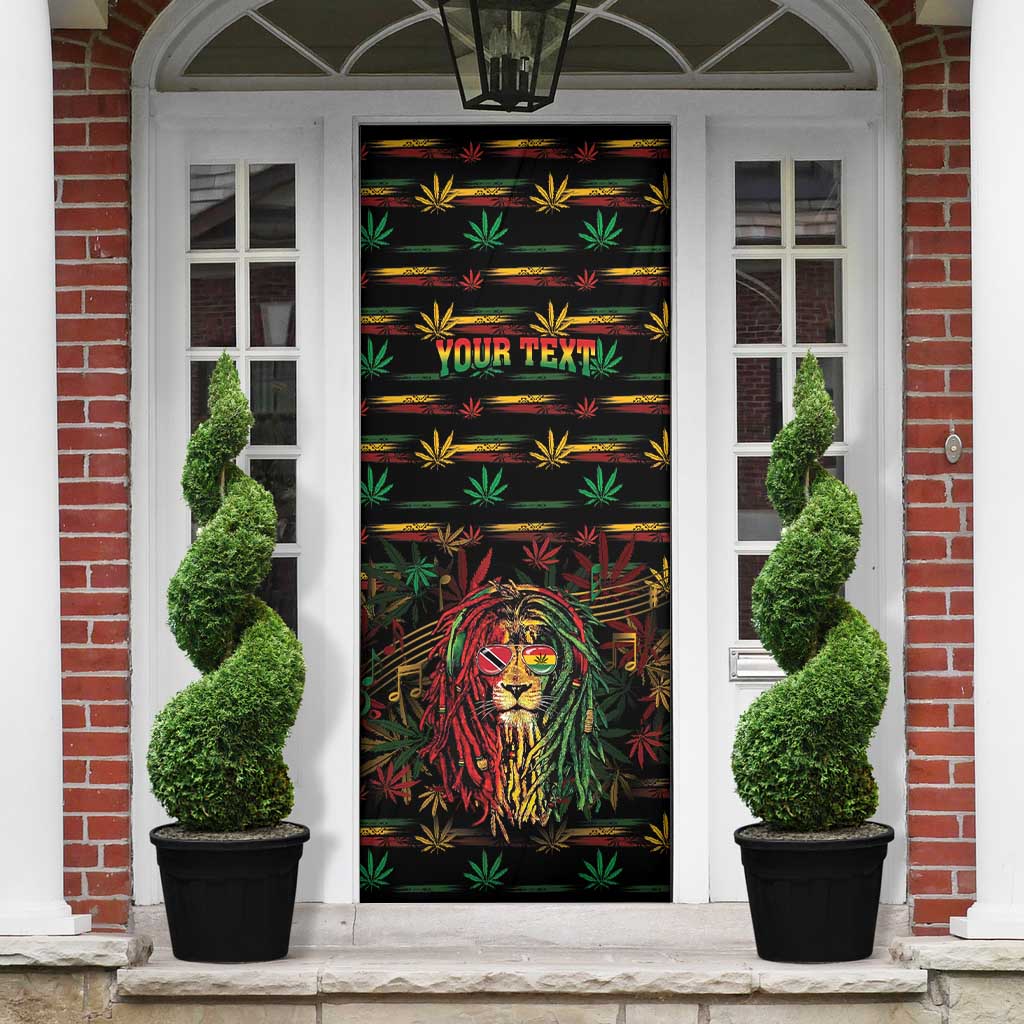 Personalized Trinidad and Tobago One Love Reggae Lion Door Cover Caribbean Reggae Spirit