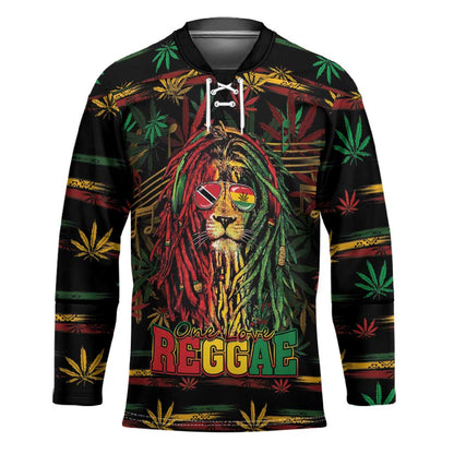 Personalized Trinidad and Tobago One Love Reggae Lion Hockey Jersey Caribbean Reggae Spirit