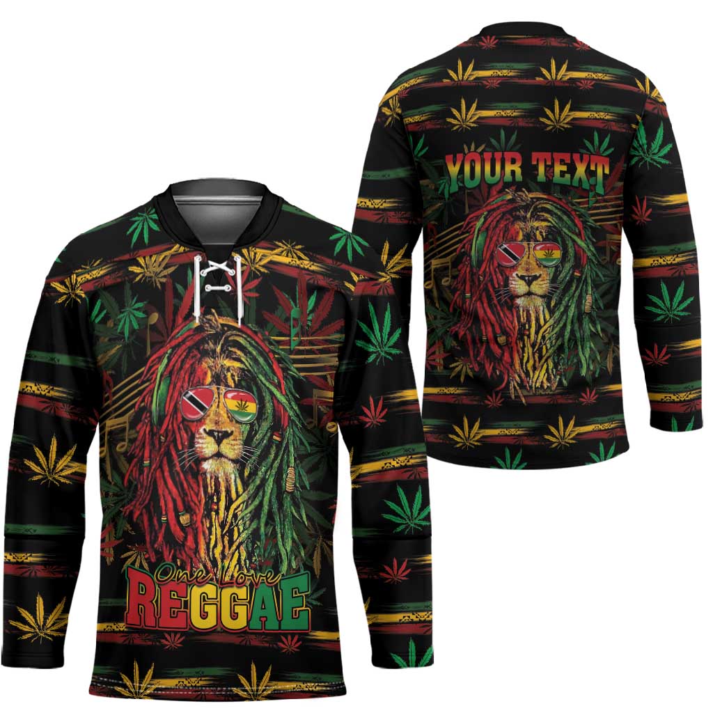 Personalized Trinidad and Tobago One Love Reggae Lion Hockey Jersey Caribbean Reggae Spirit