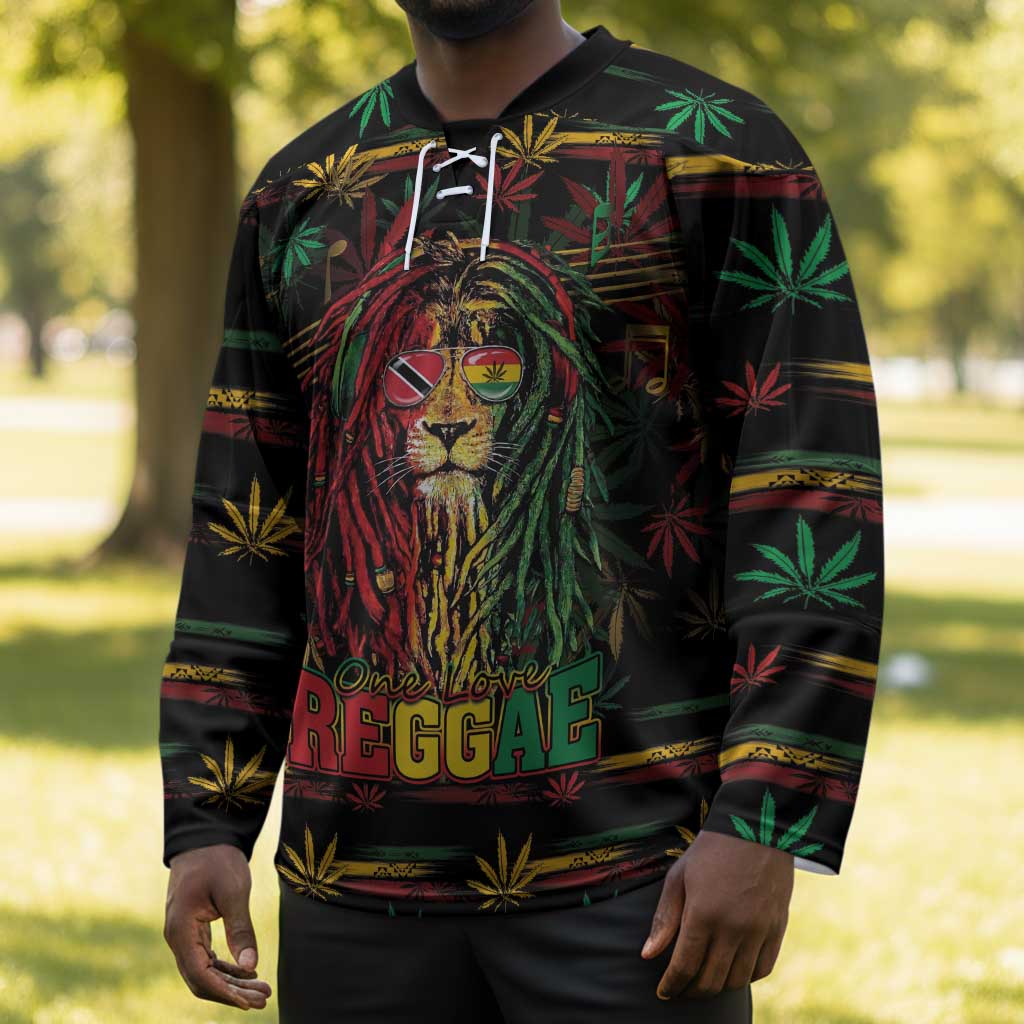 Personalized Trinidad and Tobago One Love Reggae Lion Hockey Jersey Caribbean Reggae Spirit