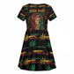 Personalized Trinidad and Tobago One Love Reggae Lion Kid Short Sleeve Dress Caribbean Reggae Spirit