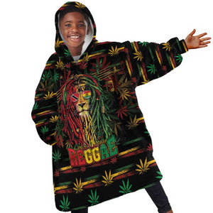 Personalized Trinidad and Tobago One Love Reggae Lion Kid Wearable Blanket Hoodie Caribbean Reggae Spirit