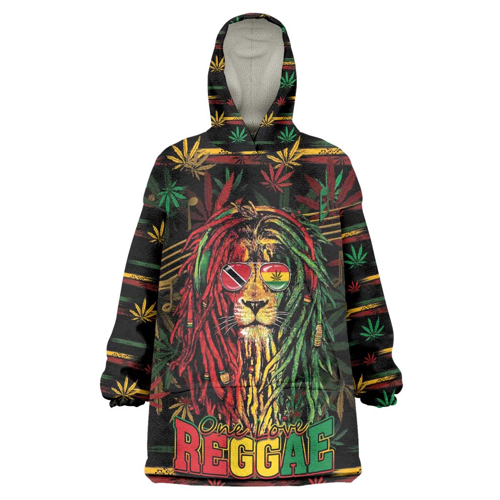 Personalized Trinidad and Tobago One Love Reggae Lion Kid Wearable Blanket Hoodie Caribbean Reggae Spirit