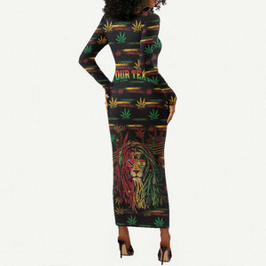 Personalized Trinidad and Tobago One Love Reggae Lion Long Sleeve Bodycon Dress Caribbean Reggae Spirit