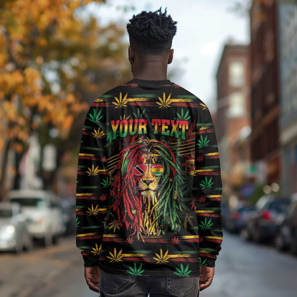 Personalized Trinidad and Tobago One Love Reggae Lion Long Sleeve Shirt Caribbean Reggae Spirit