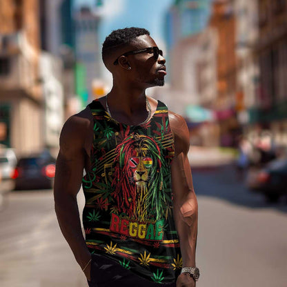 Personalized Trinidad and Tobago One Love Reggae Lion Men Tank Top Caribbean Reggae Spirit