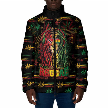Personalized Trinidad and Tobago One Love Reggae Lion Padded Jacket Caribbean Reggae Spirit