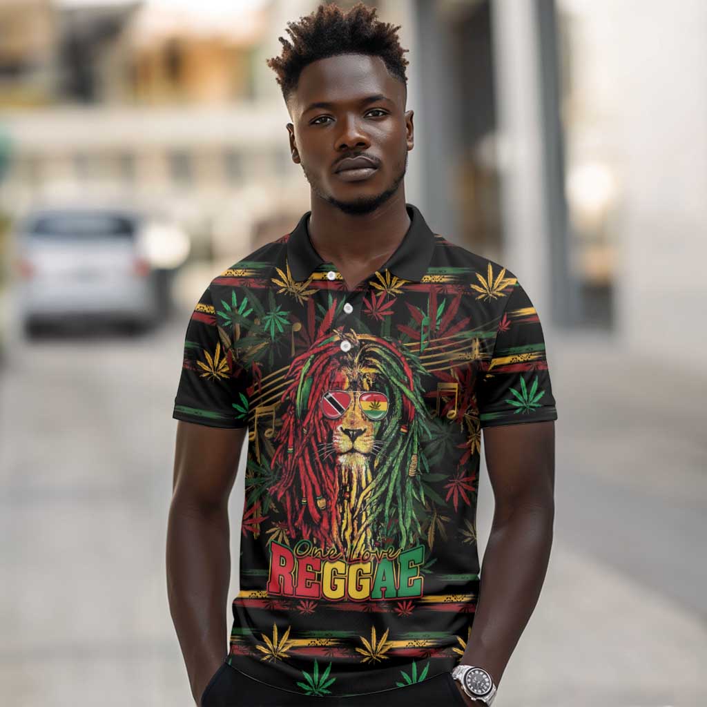 Personalized Trinidad and Tobago One Love Reggae Lion Polo Shirt Caribbean Reggae Spirit