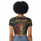 Personalized Trinidad and Tobago One Love Reggae Lion Raglan Cropped T shirt Caribbean Reggae Spirit