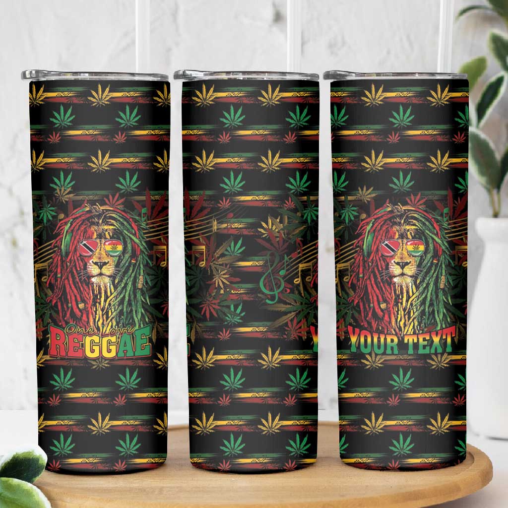 Personalized Trinidad and Tobago One Love Reggae Lion Skinny Tumbler Caribbean Reggae Spirit