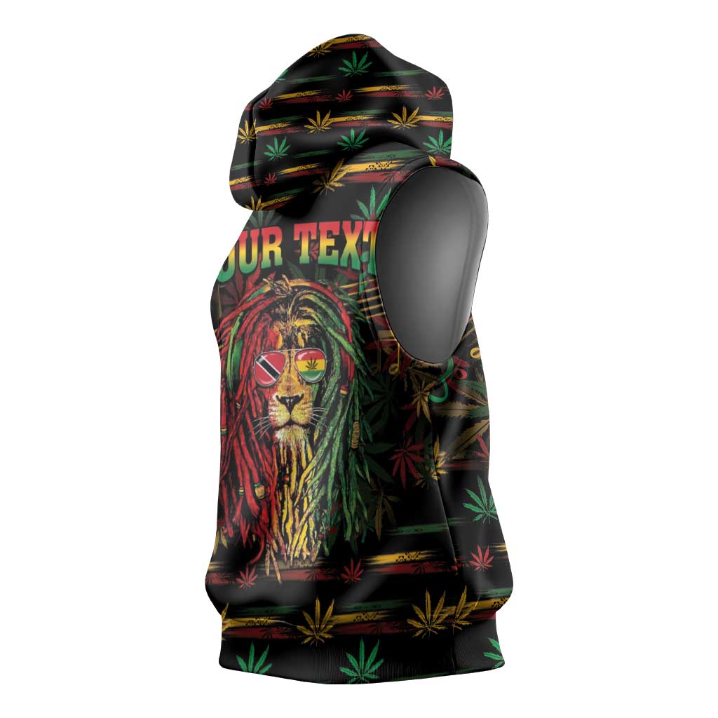 Personalized Trinidad and Tobago One Love Reggae Lion Sleeveless Hoodie Caribbean Reggae Spirit