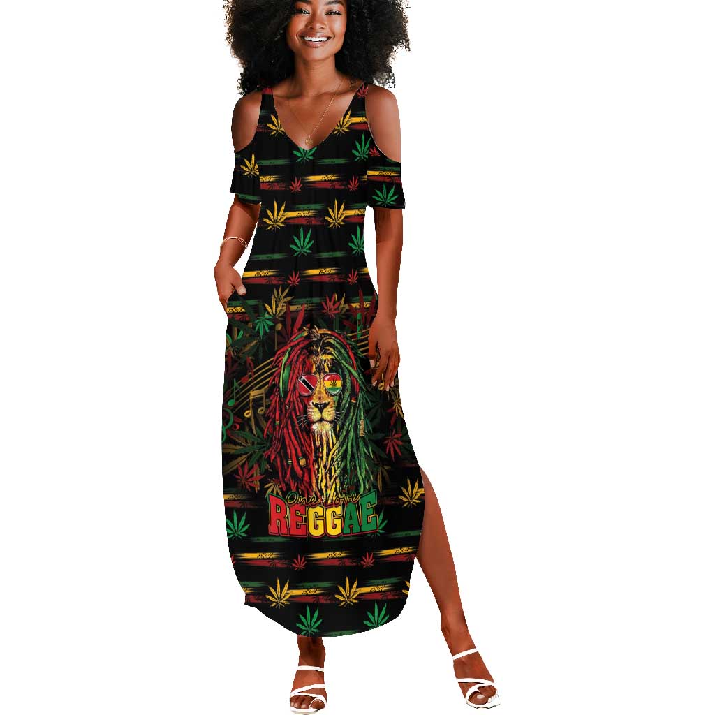 Personalized Trinidad and Tobago One Love Reggae Lion Summer Maxi Dress Caribbean Reggae Spirit
