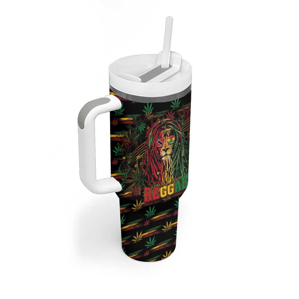 Personalized Trinidad and Tobago One Love Reggae Lion Tumbler With Handle Caribbean Reggae Spirit