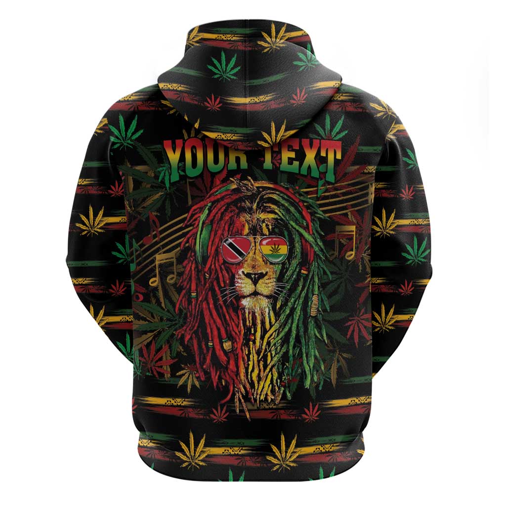Personalized Trinidad and Tobago One Love Reggae Lion Zip Hoodie Caribbean Reggae Spirit