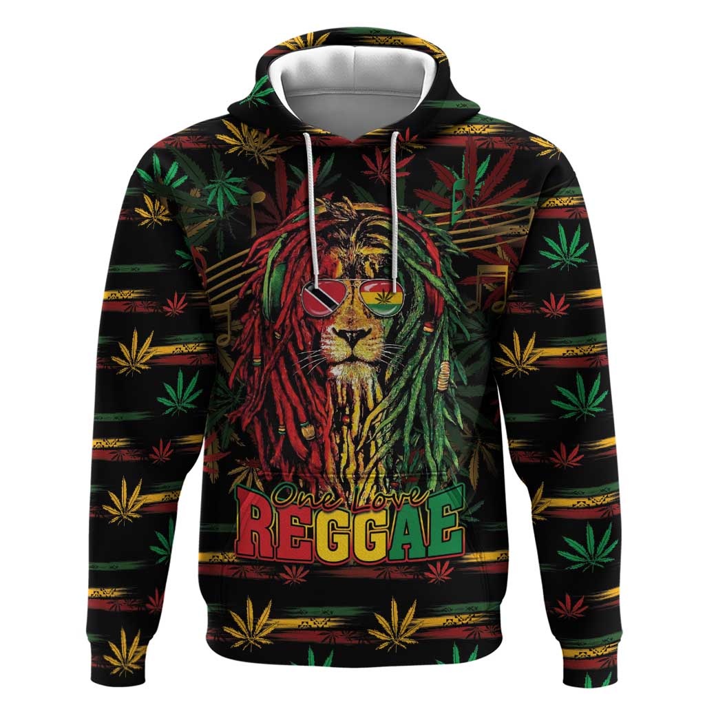 Personalized Trinidad and Tobago One Love Reggae Lion Zip Hoodie Caribbean Reggae Spirit