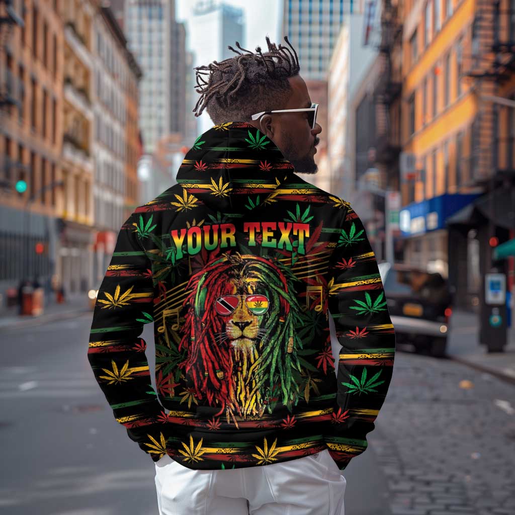 Personalized Trinidad and Tobago One Love Reggae Lion Zip Hoodie Caribbean Reggae Spirit