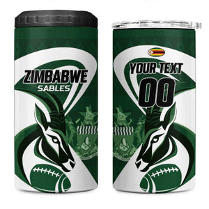 Custom Rugby Zimbabwe 4 in 1 Can Cooler Tumbler Sables Is The Champion - African Pride