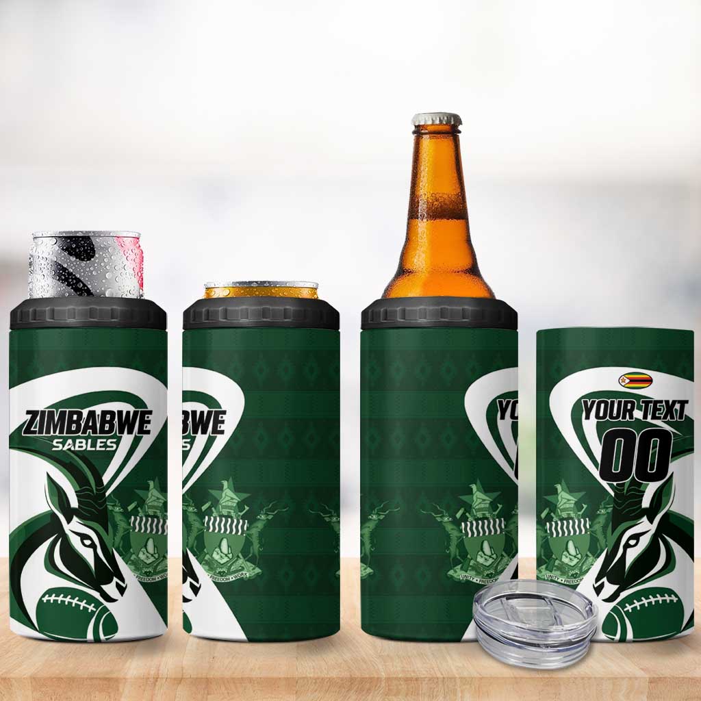 Custom Rugby Zimbabwe 4 in 1 Can Cooler Tumbler Sables Is The Champion - African Pride