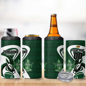 Custom Rugby Zimbabwe 4 in 1 Can Cooler Tumbler Sables Is The Champion - African Pride