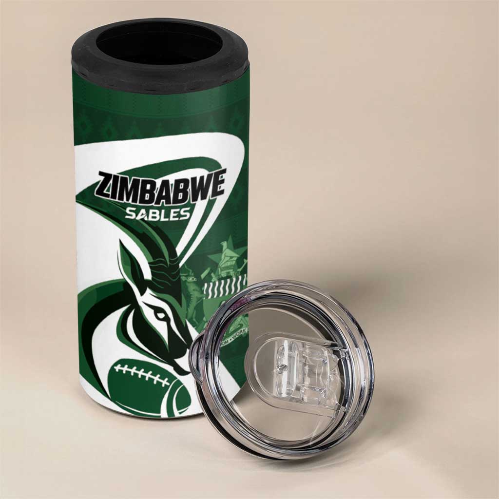 Custom Rugby Zimbabwe 4 in 1 Can Cooler Tumbler Sables Is The Champion - African Pride