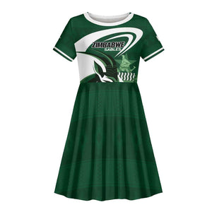 Custom Rugby Zimbabwe Kid Short Sleeve Dress Sables Is The Champion - African Pride