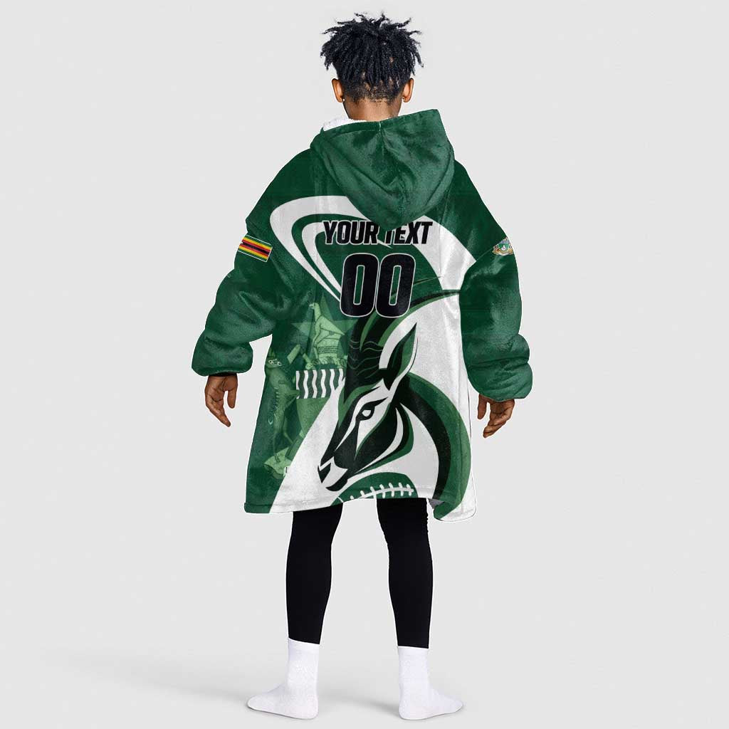 Custom Rugby Zimbabwe Kid Wearable Blanket Hoodie Sables Is The Champion - African Pride