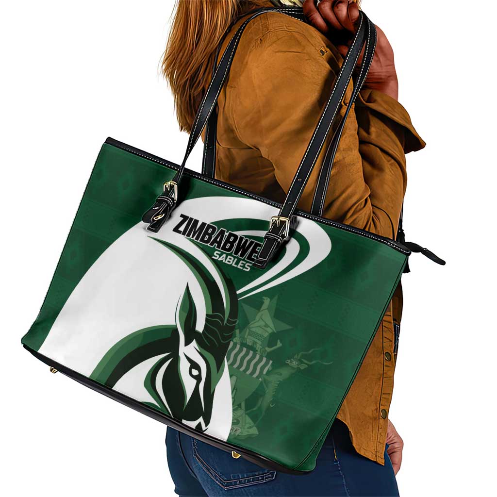 Rugby Zimbabwe Leather Tote Bag Sables Is The Champion - African Pride