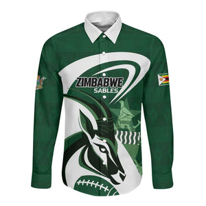 Custom Rugby Zimbabwe Long Sleeve Button Shirt Sables Is The Champion - African Pride