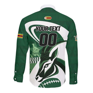 Custom Rugby Zimbabwe Long Sleeve Button Shirt Sables Is The Champion - African Pride