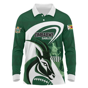 Custom Rugby Zimbabwe Long Sleeve Polo Shirt Sables Is The Champion - African Pride