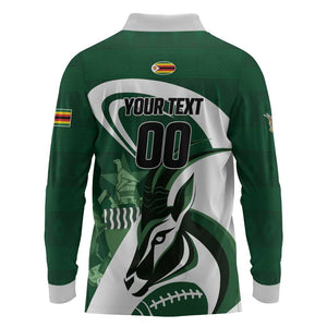 Custom Rugby Zimbabwe Long Sleeve Polo Shirt Sables Is The Champion - African Pride