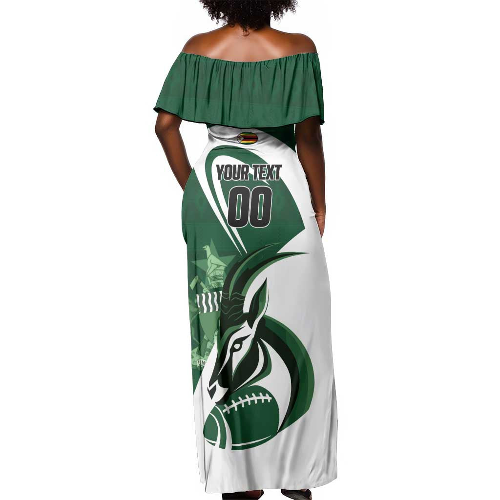 Custom Rugby Zimbabwe Off Shoulder Maxi Dress Sables Is The Champion - African Pride