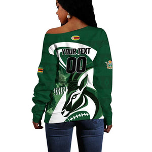 Custom Rugby Zimbabwe Off Shoulder Sweater Sables Is The Champion - African Pride