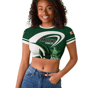 Custom Rugby Zimbabwe Raglan Cropped T shirt Sables Is The Champion - African Pride