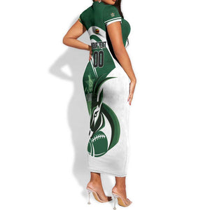 Custom Rugby Zimbabwe Short Sleeve Bodycon Dress Sables Is The Champion - African Pride