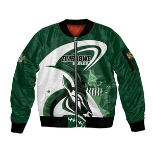 Custom Rugby Zimbabwe Sleeve Zip Bomber Jacket Sables Is The Champion - African Pride