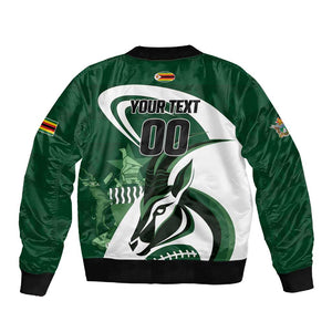 Custom Rugby Zimbabwe Sleeve Zip Bomber Jacket Sables Is The Champion - African Pride