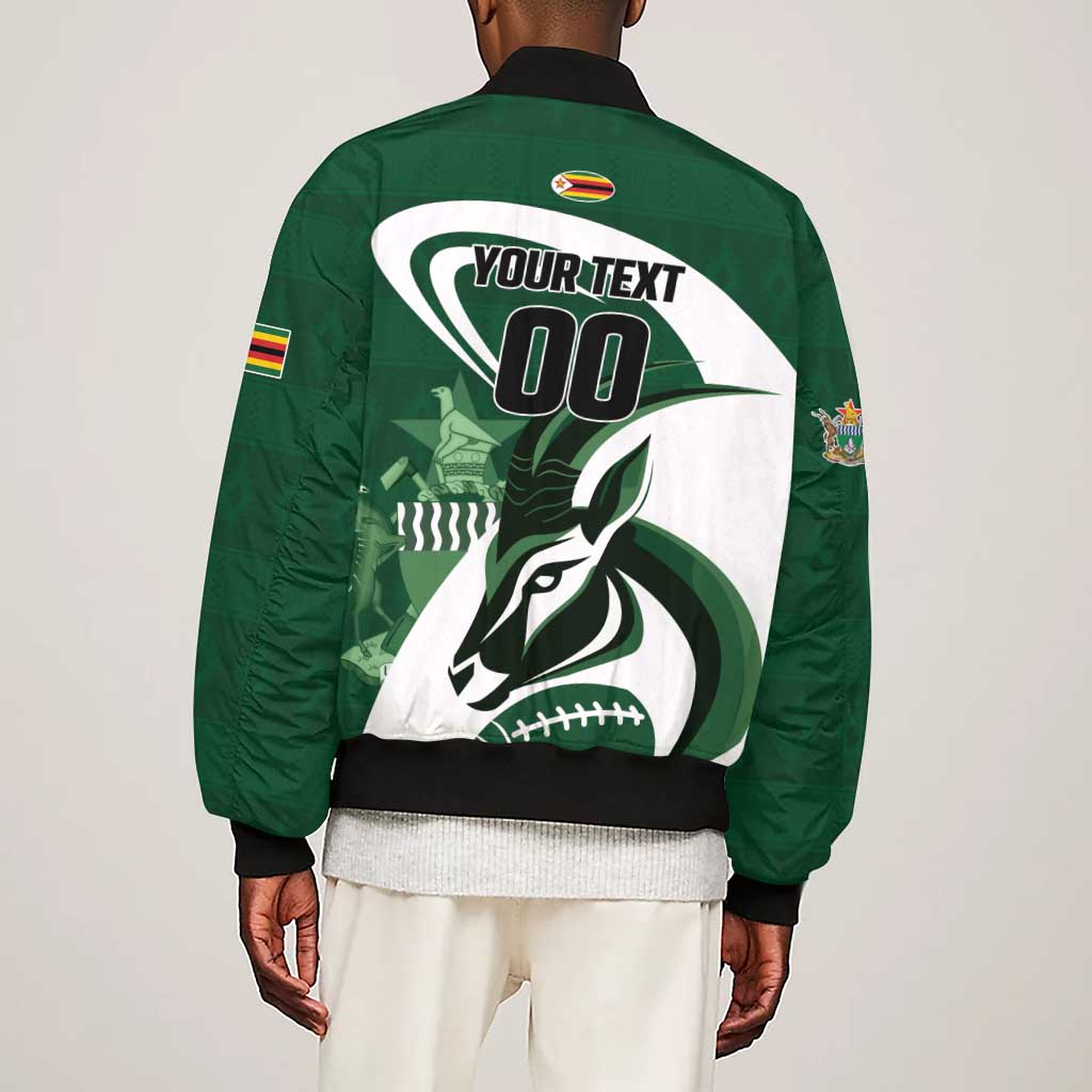 Custom Rugby Zimbabwe Sleeve Zip Bomber Jacket Sables Is The Champion - African Pride