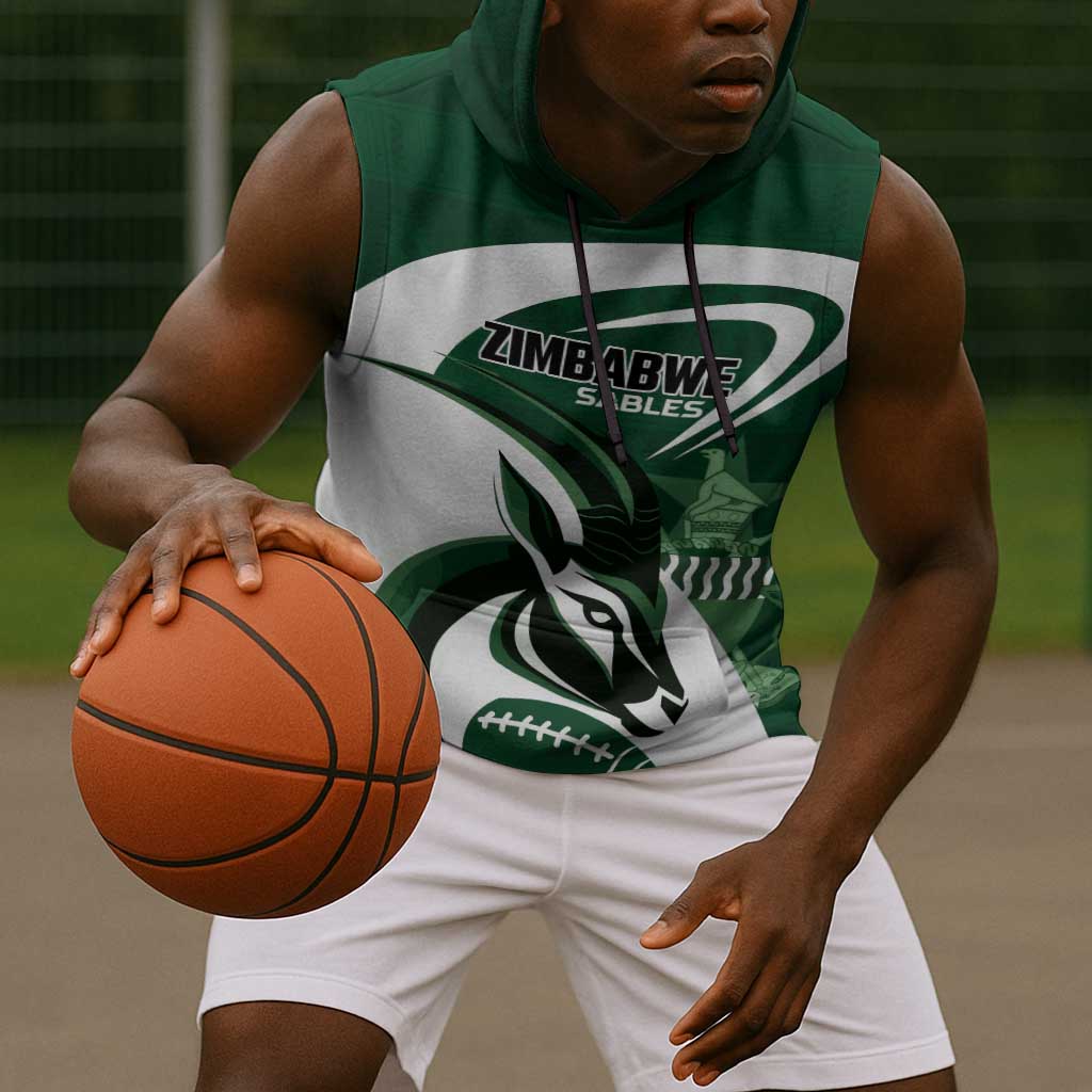 Custom Rugby Zimbabwe Sleeveless Hoodie Sables Is The Champion - African Pride
