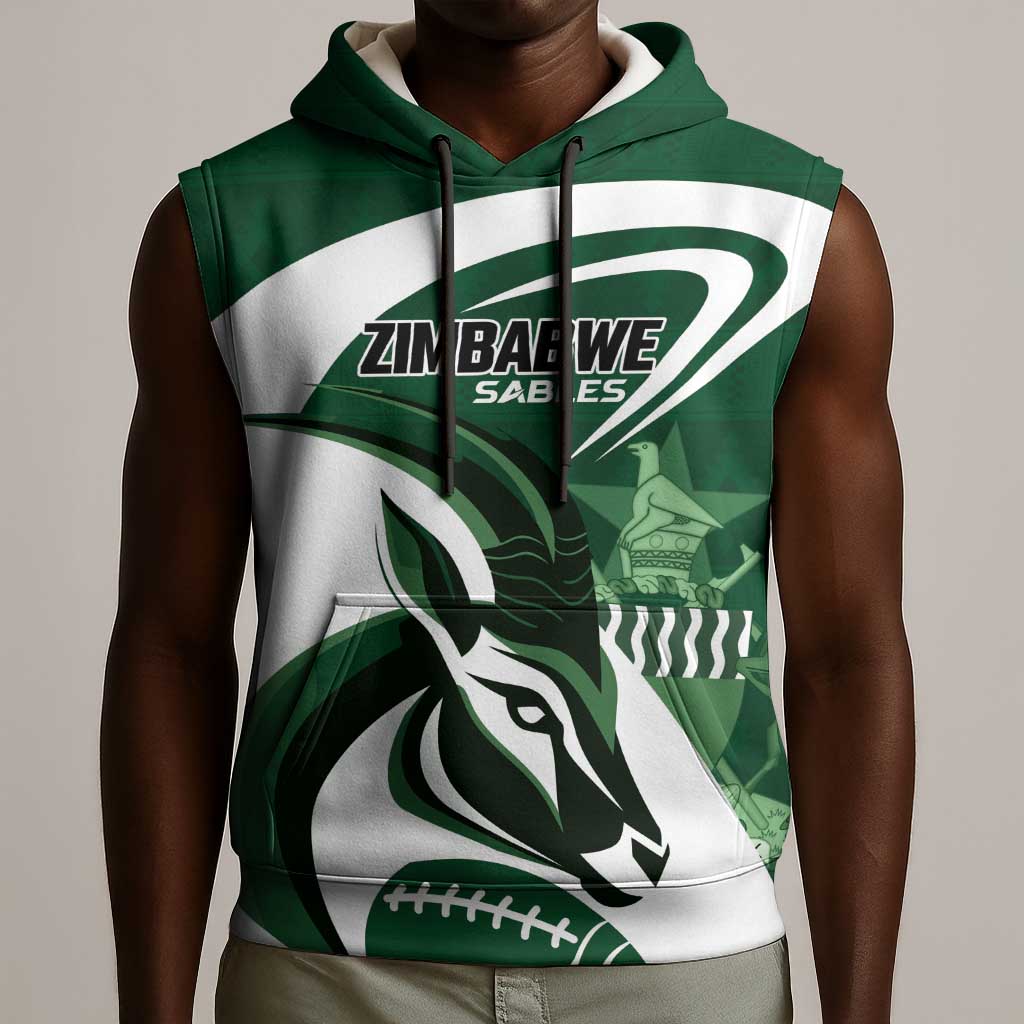 Custom Rugby Zimbabwe Sleeveless Hoodie Sables Is The Champion - African Pride
