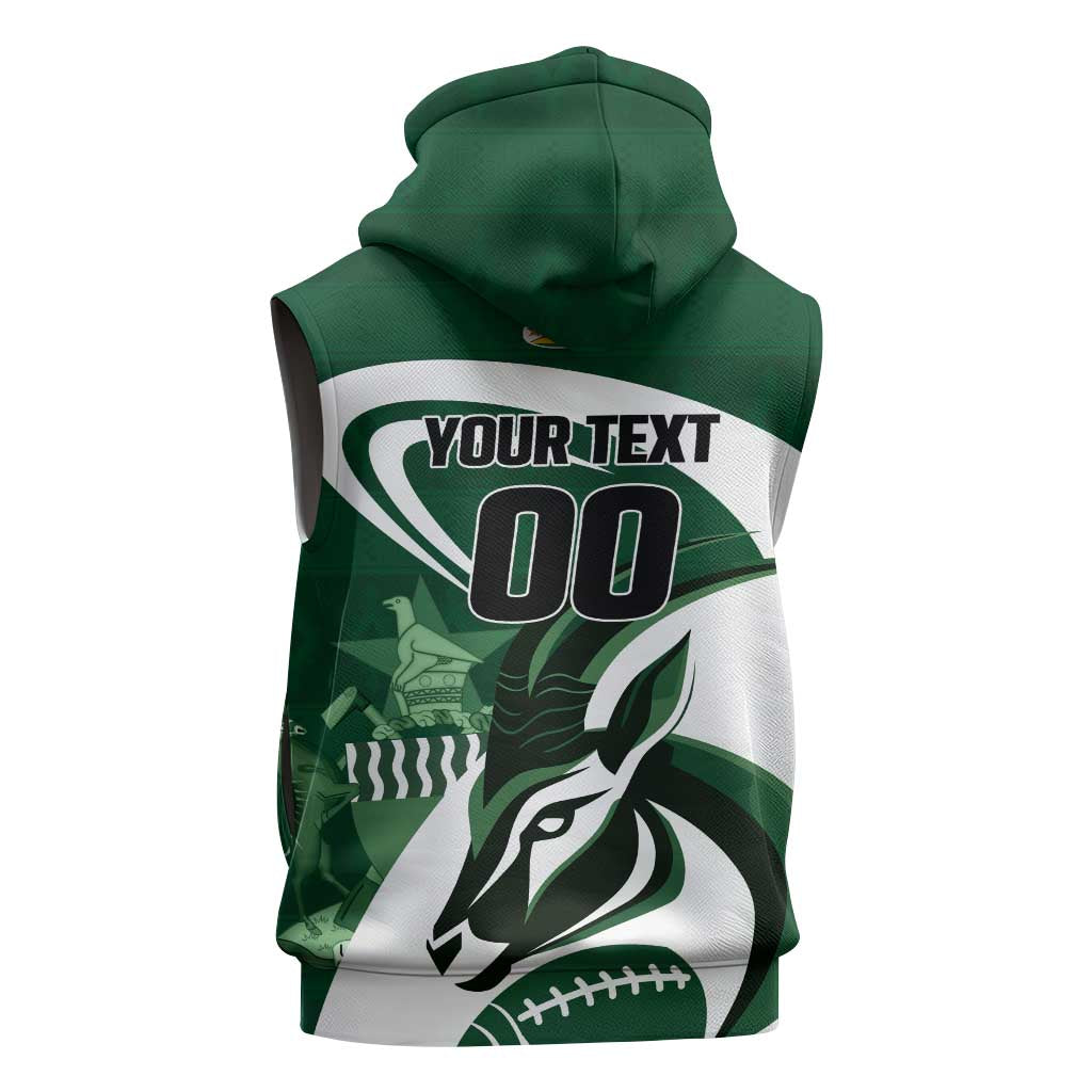 Custom Rugby Zimbabwe Sleeveless Zip Hoodie Sables Is The Champion - African Pride