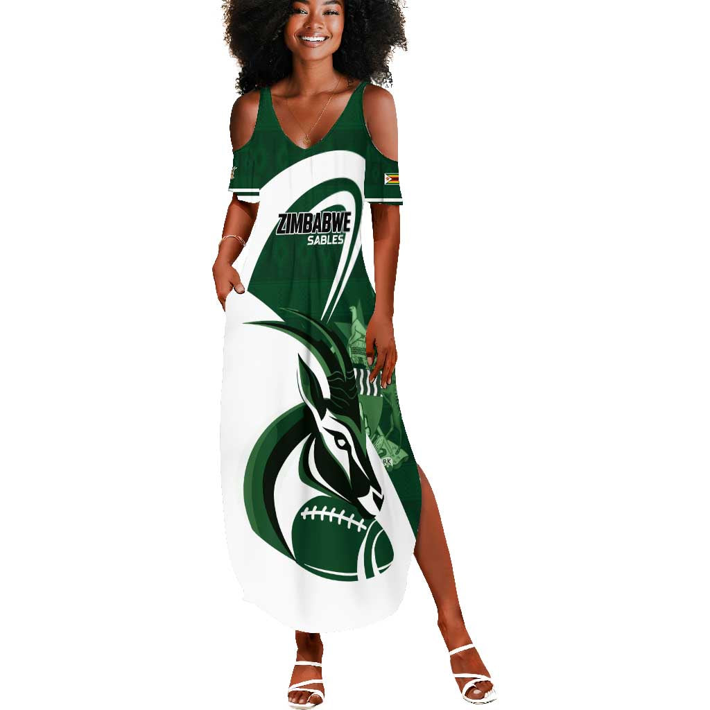 Custom Rugby Zimbabwe Summer Maxi Dress Sables Is The Champion - African Pride