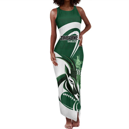 Custom Rugby Zimbabwe Tank Maxi Dress Sables Is The Champion - African Pride
