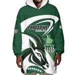 Custom Rugby Zimbabwe Wearable Blanket Hoodie Sables Is The Champion - African Pride