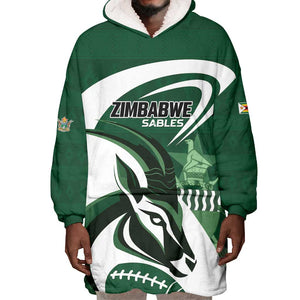 Custom Rugby Zimbabwe Wearable Blanket Hoodie Sables Is The Champion - African Pride