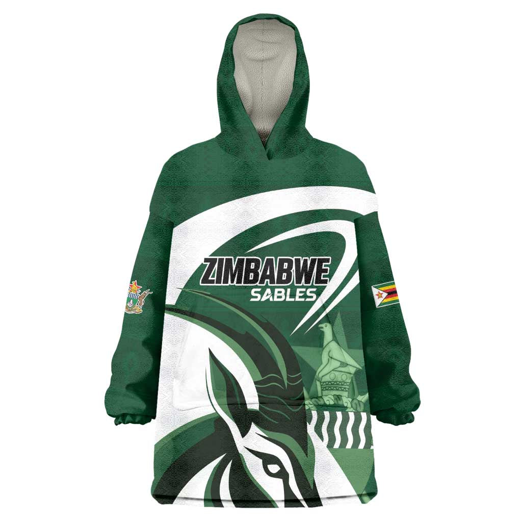 Custom Rugby Zimbabwe Wearable Blanket Hoodie Sables Is The Champion - African Pride