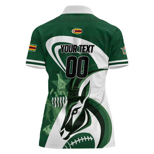 Custom Rugby Zimbabwe Women Polo Shirt Sables Is The Champion - African Pride