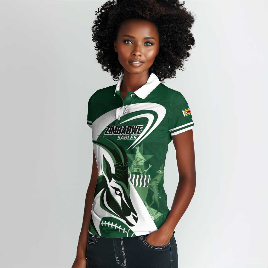 Custom Rugby Zimbabwe Women Polo Shirt Sables Is The Champion - African Pride